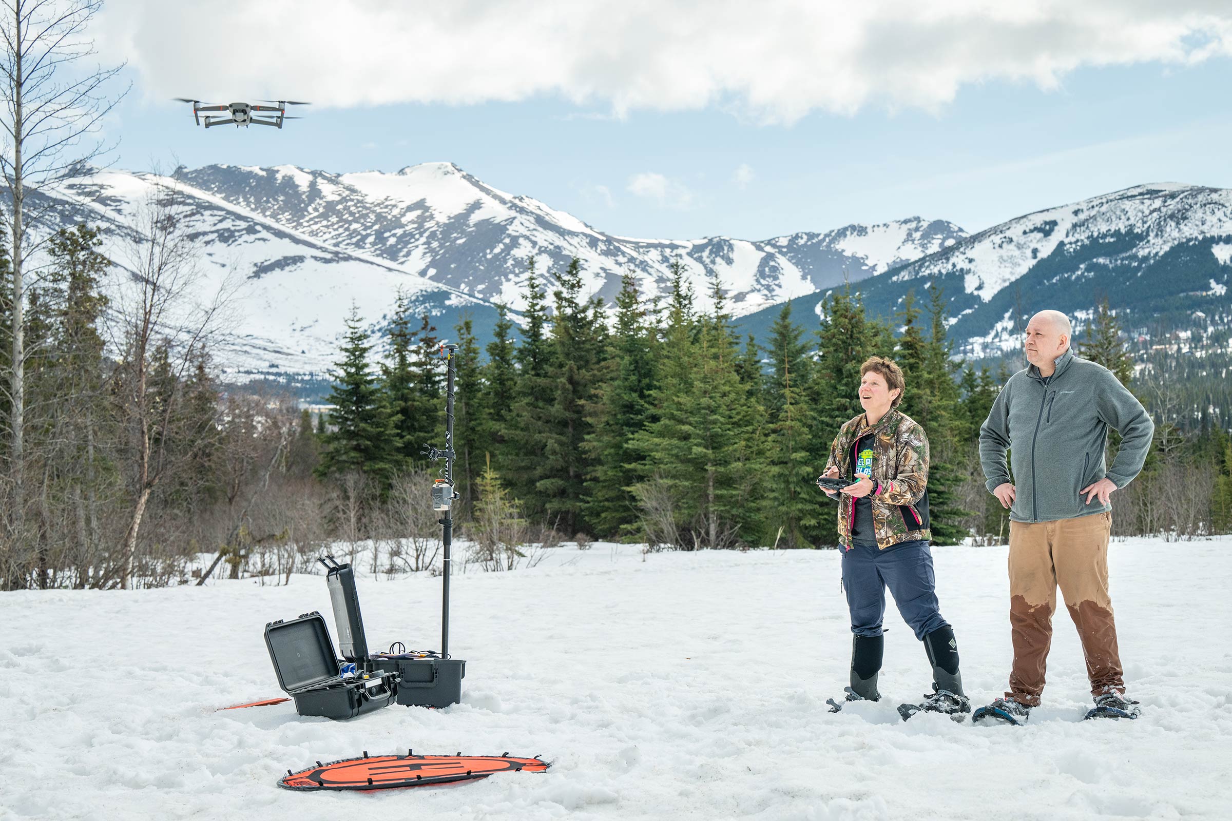 Marine researchers working near the Alaska coast
